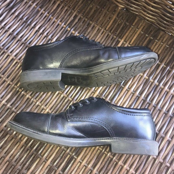 Mens Dockers Black Cap Toe Derby Dress Shoes Gordon Oxford Leather 11.5W - Picture 3 of 8